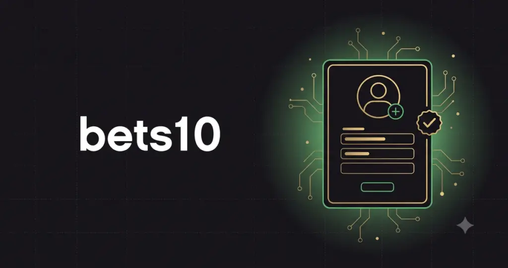 Bets10 üyelik için kayıt formu, yeni kullanıcı profili ve onay rozeti temalı görsel